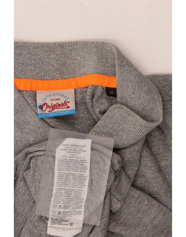 Мужская рубашка-поло с рисунком Jack & Jones, хлопковая ткань среднего серого цвета с крапинками