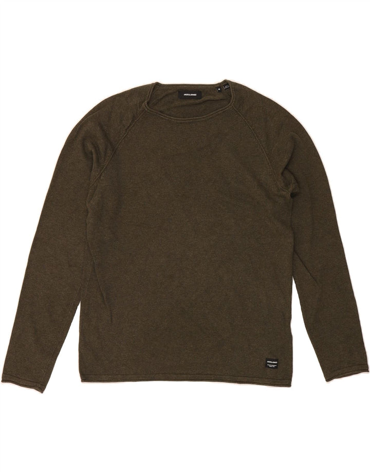 JACK & JONES Mens Crew Neck Jumper Sweater Medium Khaki Cotton Vintage Jack & Jones and Second-Hand Jack & Jones from Messina Hembry 