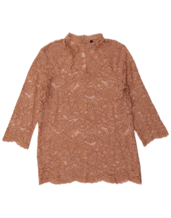 Женская блузка с рукавом 3/4 Benetton, Великобритания, 10, маленький размер, бежевый с цветочным принтом