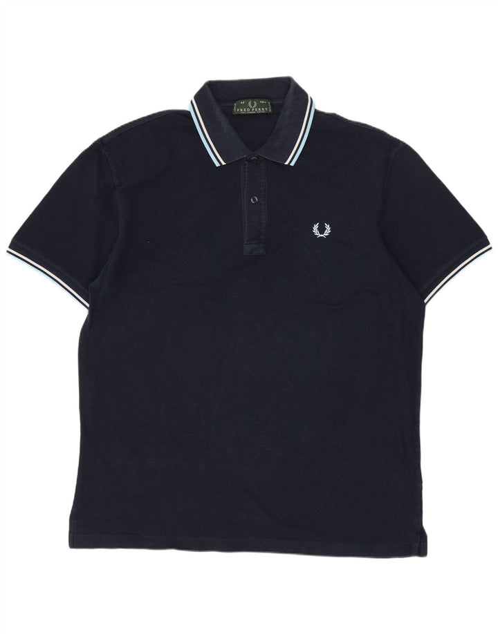 Мужская рубашка поло FRED PERRY среднего размера, темно-синяя, хлопковая