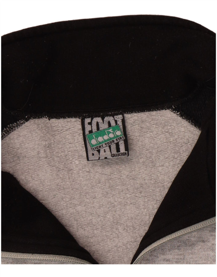 Мужской свитер Diadora с воротником на молнии, большой серый хлопковый джемпер с цветными блоками