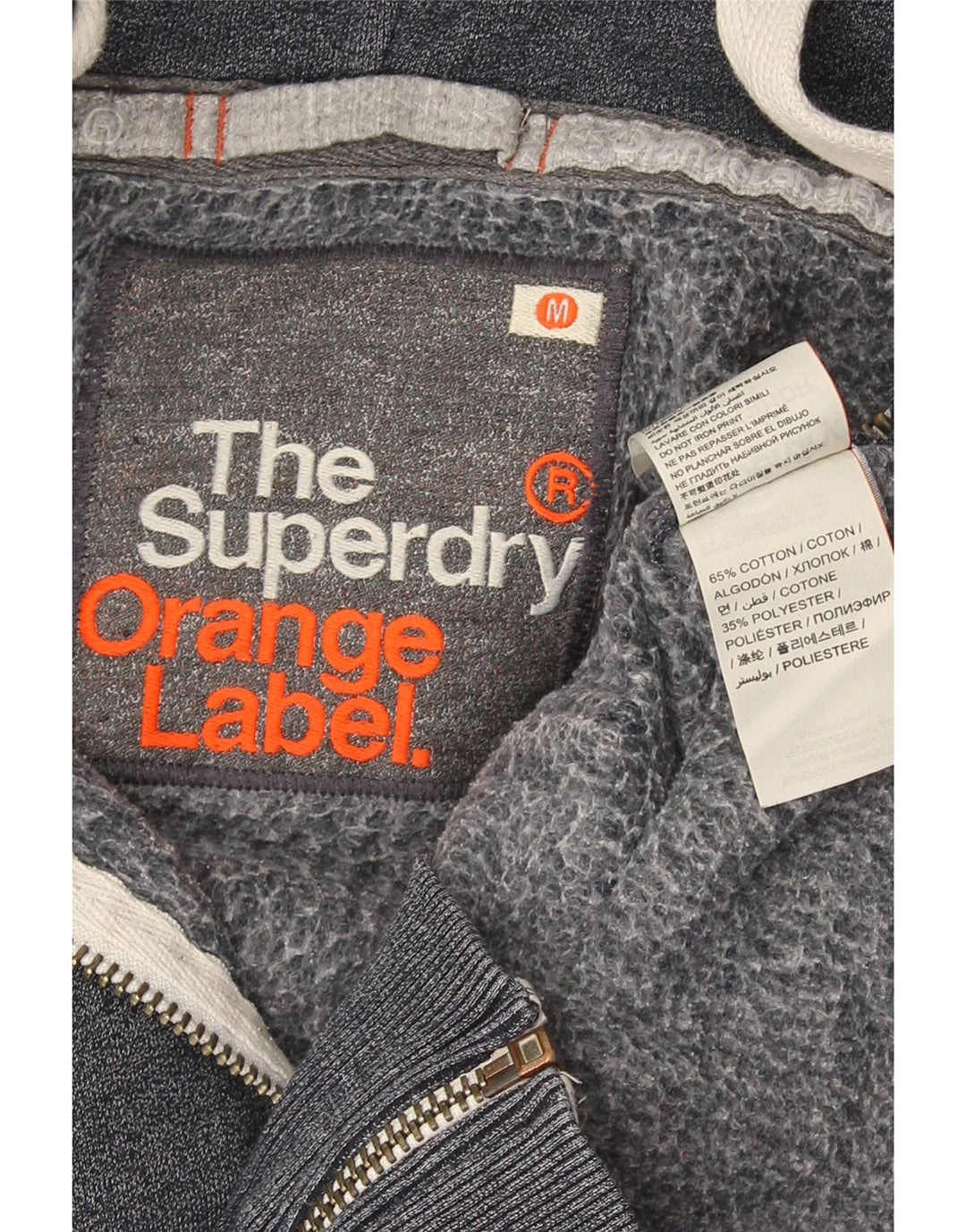 Мужской свитер с капюшоном на молнии Superdry среднего серого цвета, хлопок