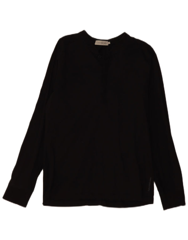 Женский топ с длинным рукавом Calvin Klein Jeans UK 12, средний черный, хлопок