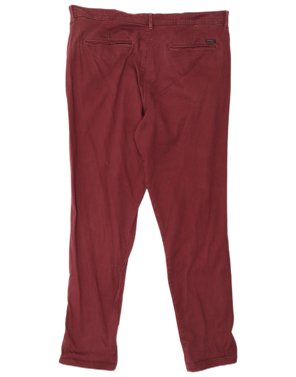 Мужские брюки-чиносы Jack & Jones W36 L32 бордовые, хлопок