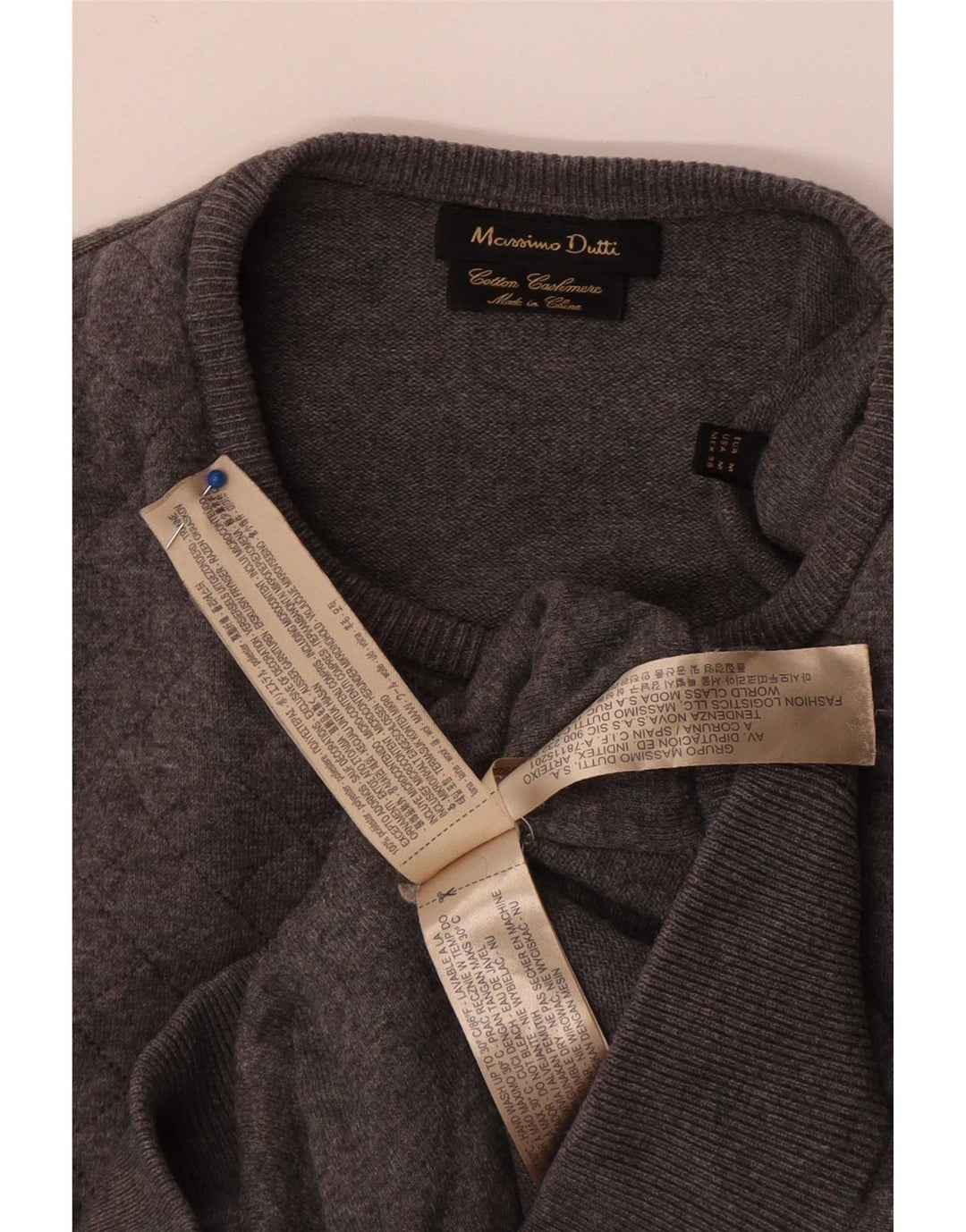 Женский джемпер с круглым вырезом Massimo Dutti UK 14, средний серый полиэстер