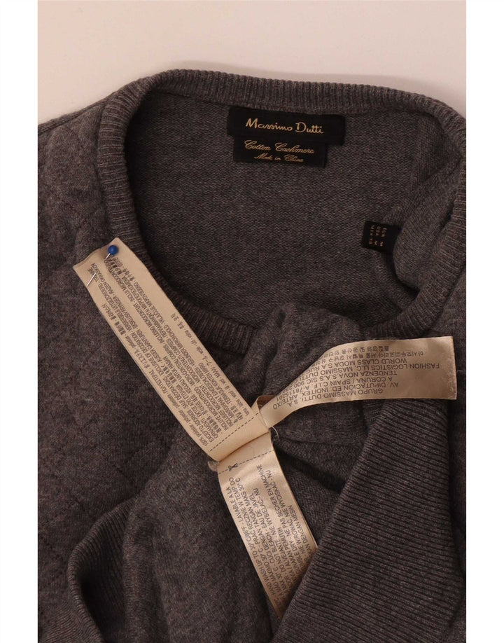 Женский джемпер с круглым вырезом Massimo Dutti UK 14, средний серый полиэстер