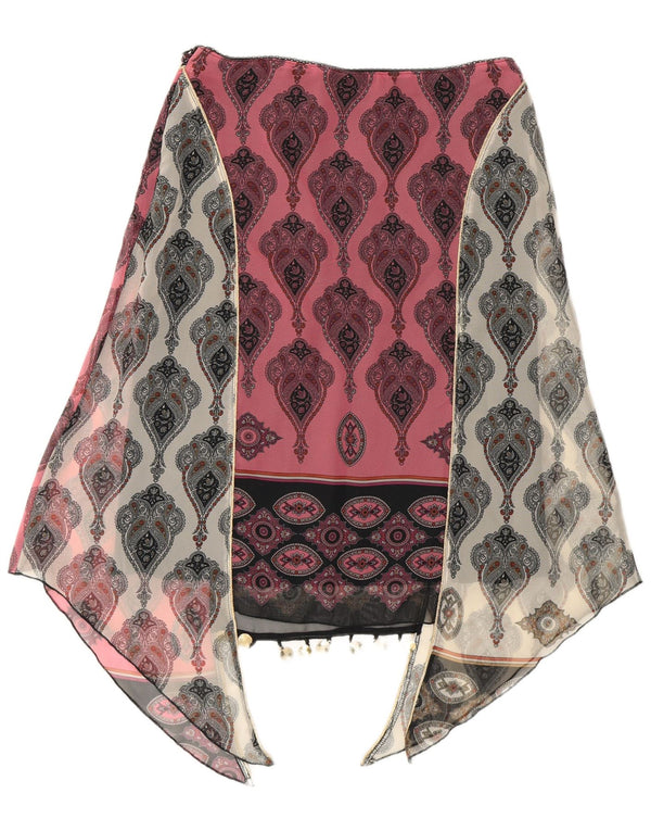 Kookai Женская асимметричная юбка EU 38 Medium W28 Розовый полиэстер с узором пейсли