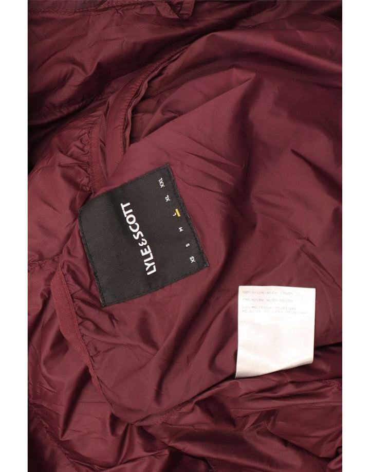 Мужская стеганая куртка с капюшоном Lyle & Scott UK 40, большая темно-бордовая нейлоновая ткань