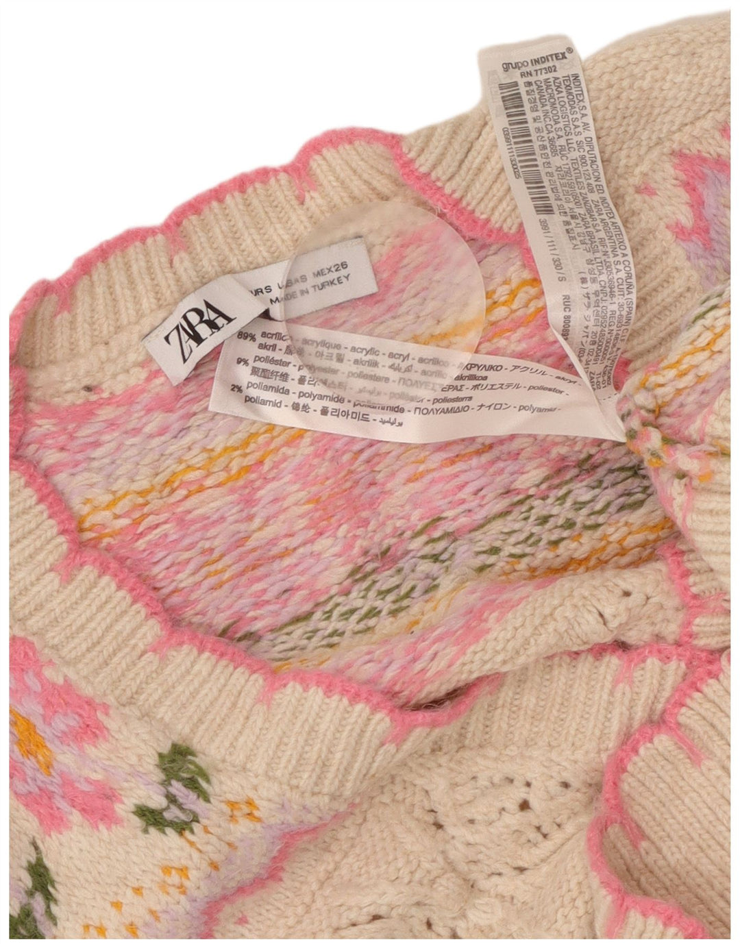 Женский укороченный кардиган свободного кроя ZARA UK 10, маленький розовый цветочный принт