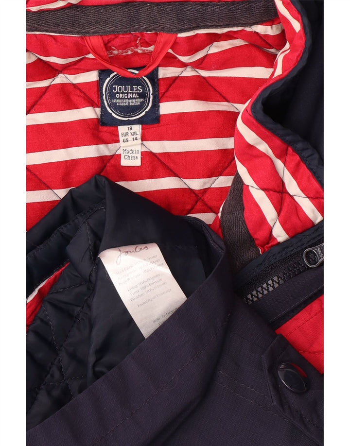 JOULES Женская ветровка с капюшоном UK 18 XL Темно-синяя в полоску