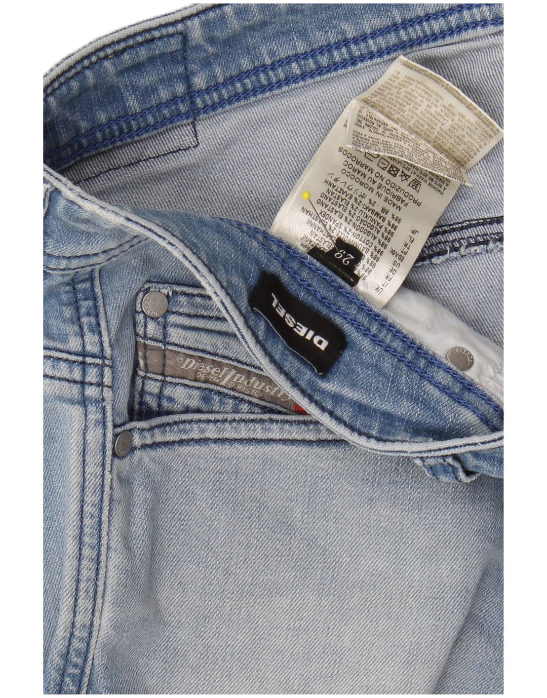 Женские джинсовые шорты DIESEL W29, хлопковые, среднего синего цвета