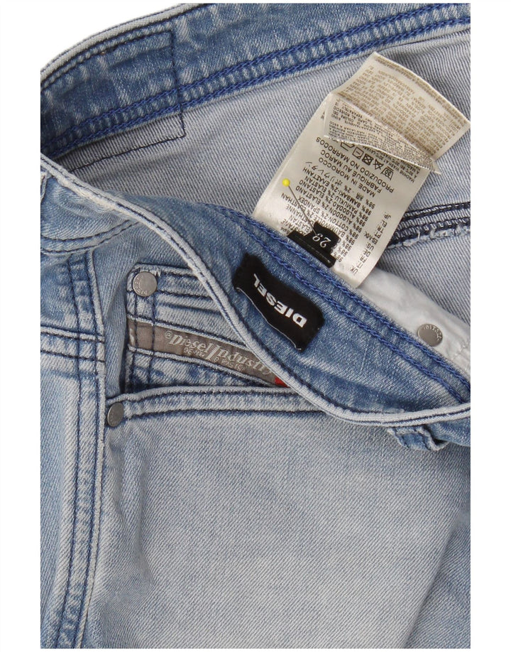 Женские джинсовые шорты DIESEL W29, хлопковые, среднего синего цвета