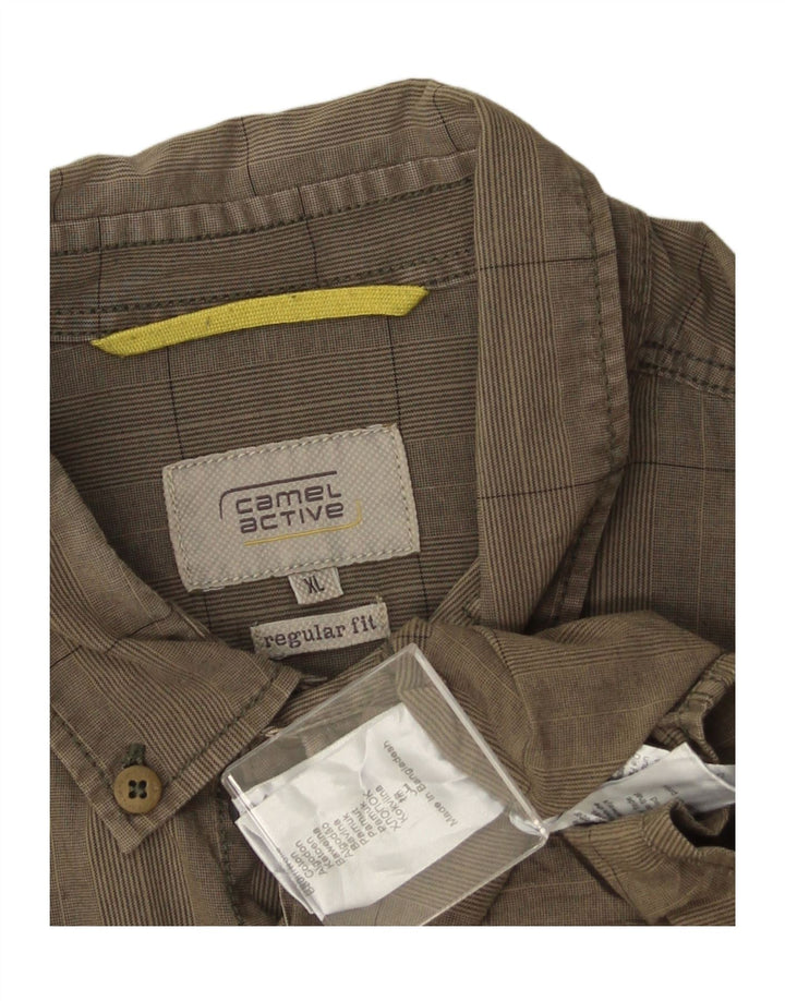 Мужская рубашка стандартного кроя CAMEL ACTIVE XL, хлопок в клетку цвета хаки