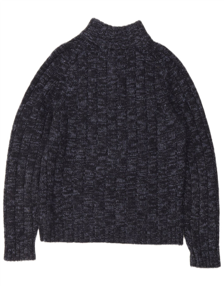 MARKS & SPENCER Womens Zip Neck Jumper Sweater UK 14 Medium Navy Blue
