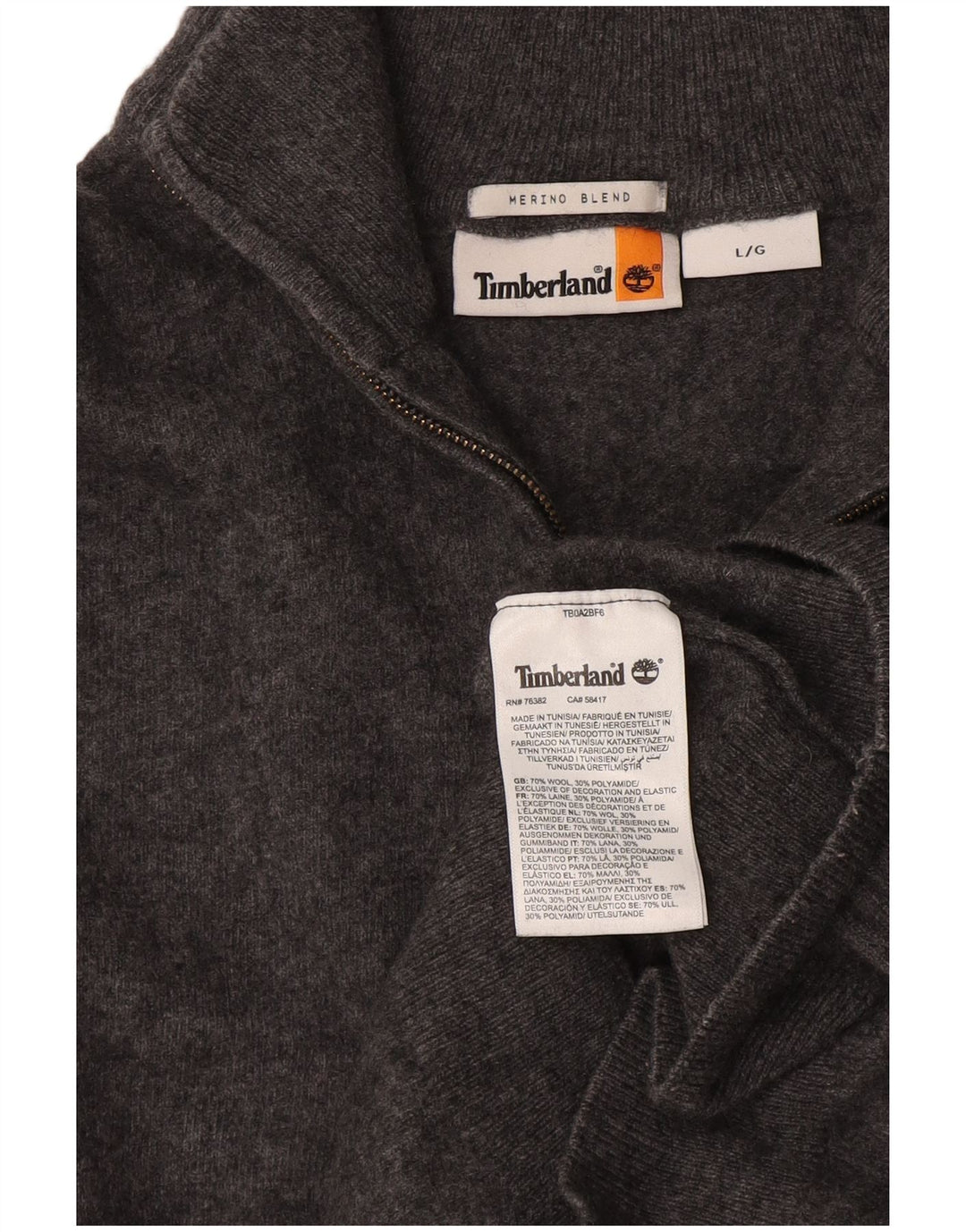 Мужской джемпер с воротником на молнии Timberland, большой серый шерстяной свитер