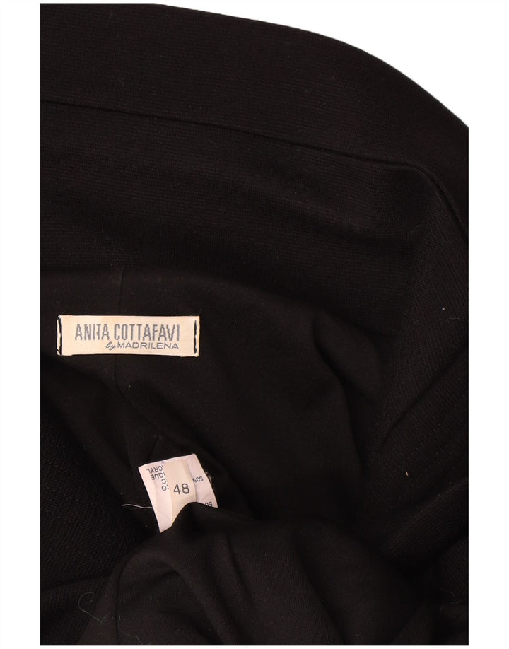 Винтажный женский пиджак на 1 пуговице IT 48 XL, черная шерсть