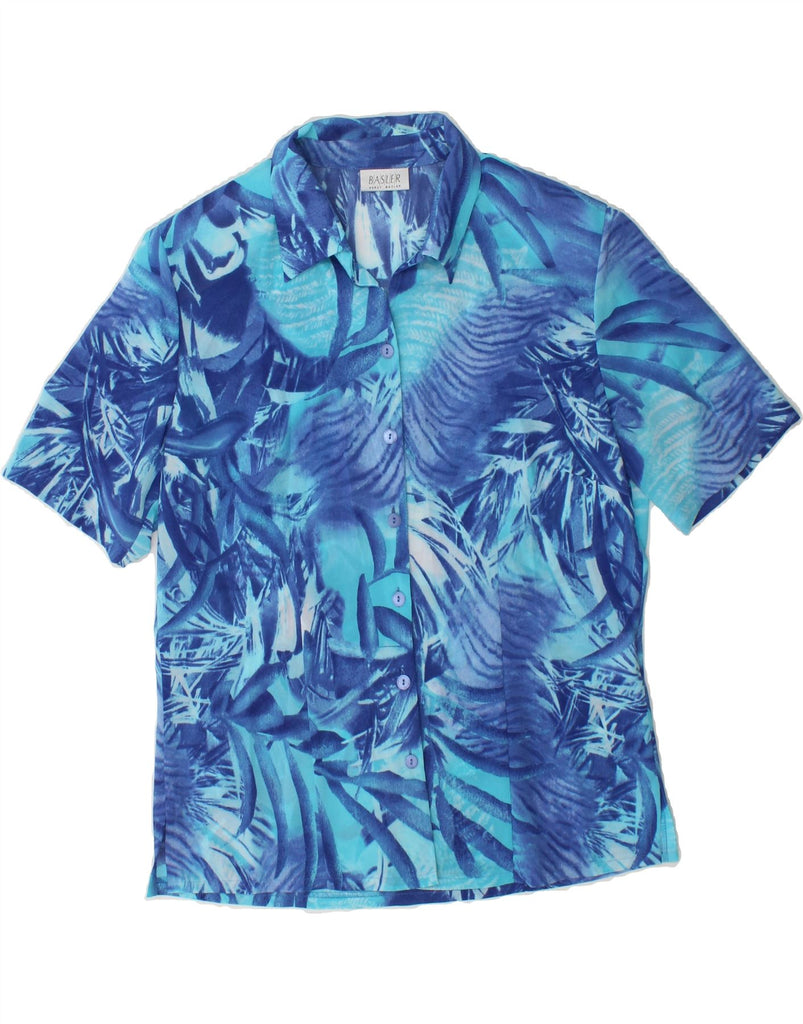 BASLER Womens Abstract Pattern Short Sleeve Shirt Blouse UK 12 Medium Blue Vintage Basler and Second-Hand Basler from Messina Hembry 