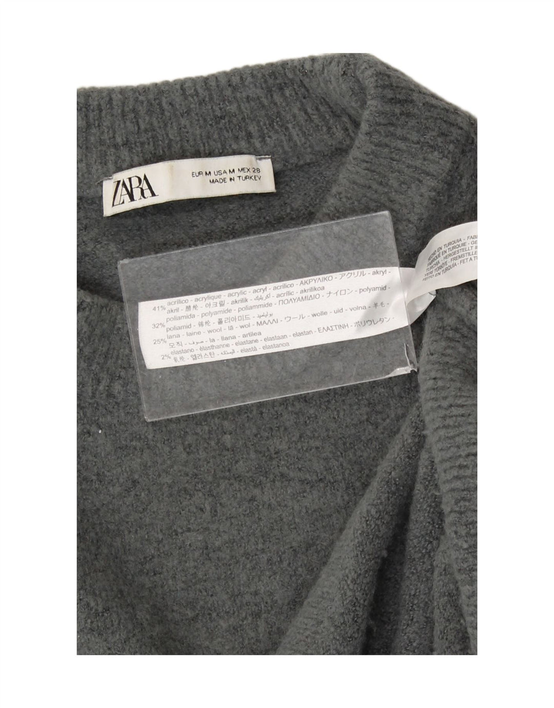 Женский свободный джемпер с круглым вырезом Zara UK 14, средний серый акрил