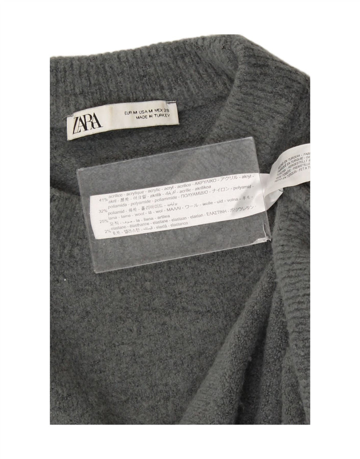 Женский свободный джемпер с круглым вырезом Zara UK 14, средний серый акрил