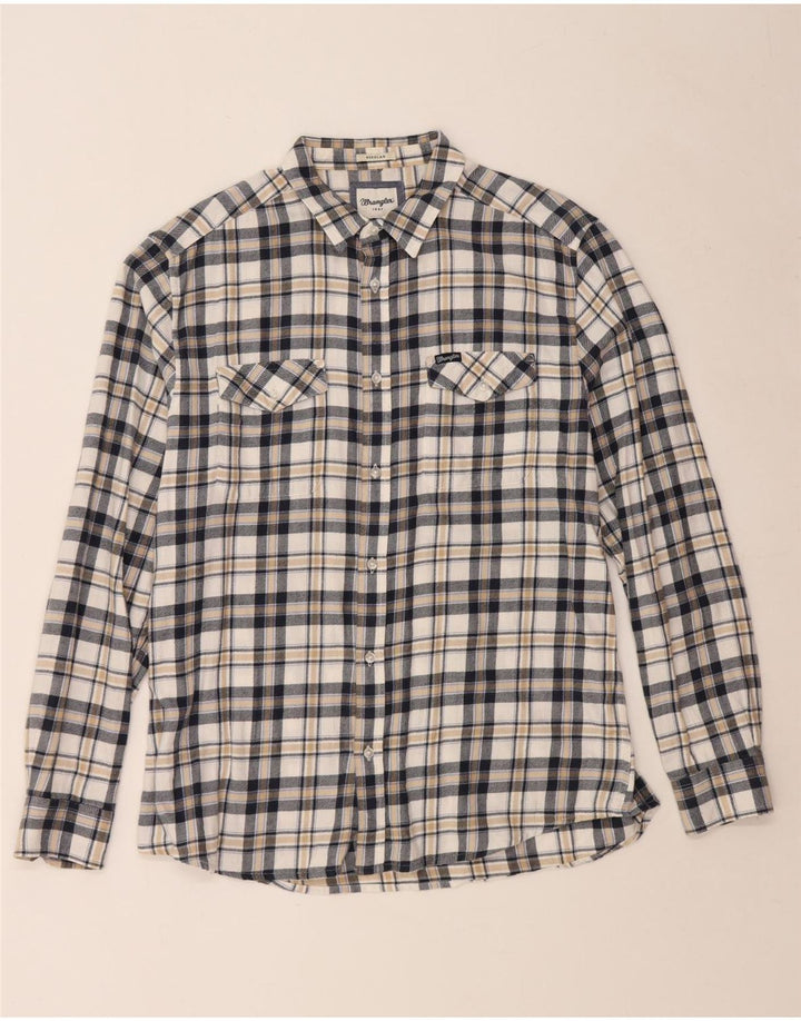 WRANGLER Мужская фланелевая рубашка стандартного кроя XL, хлопок в белую клетку