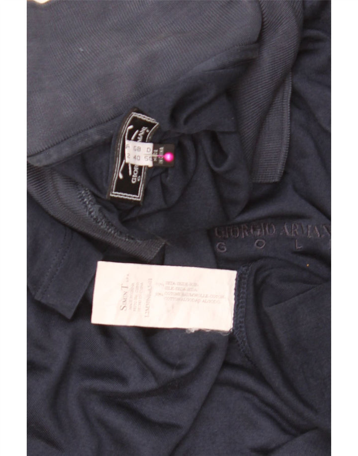 GIORGIO ARMANI Мужская рубашка-поло IT 50 Medium Navy Blue Silk