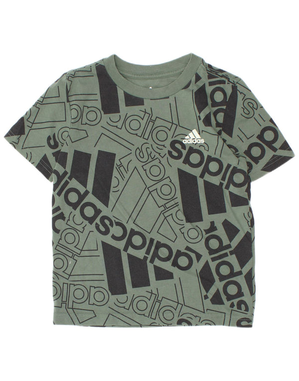 Футболка Adidas для мальчиков обычного кроя с рисунком, топ 4–5 лет, зеленый хлопок
