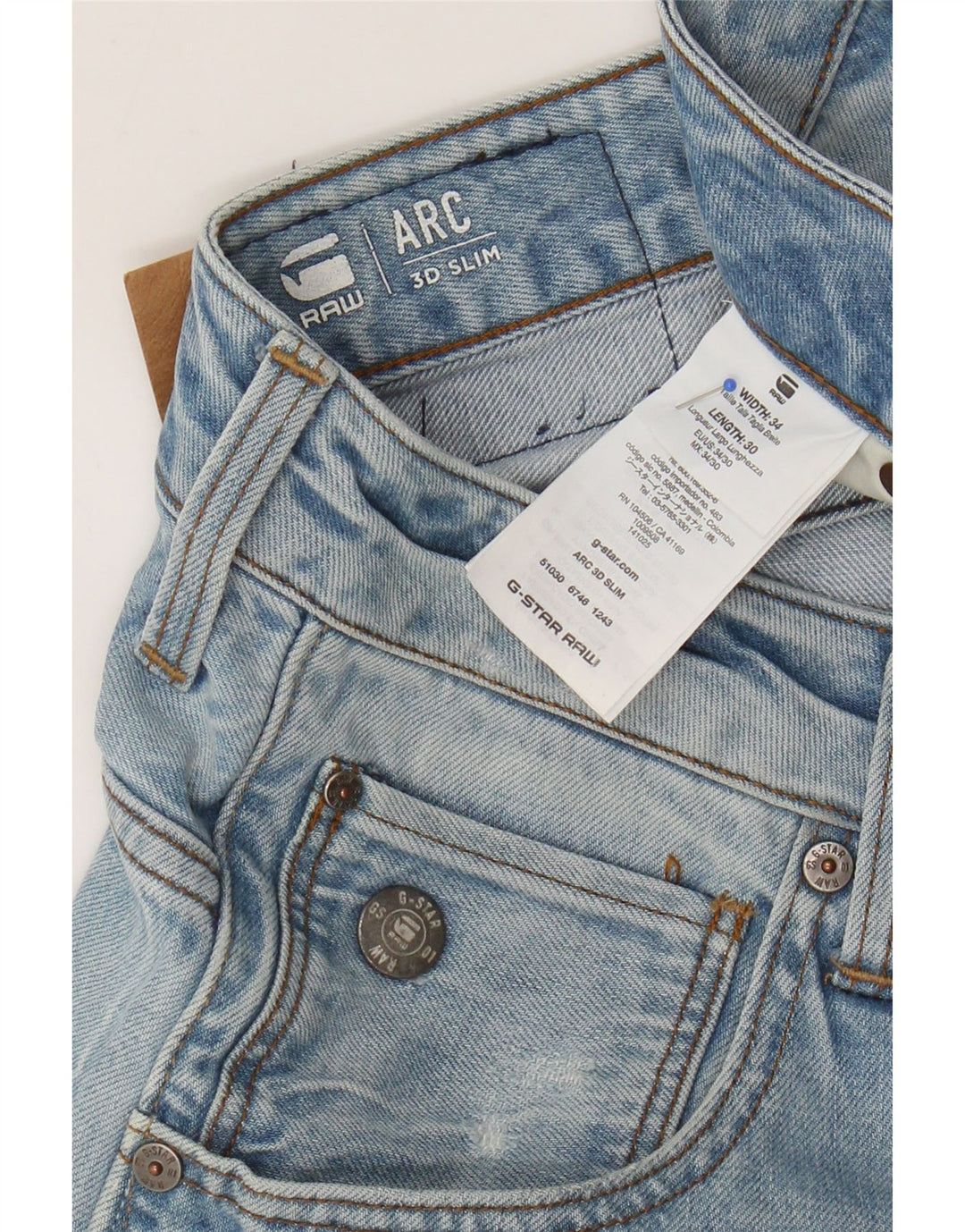 Мужские узкие джинсы G-STAR 3D Arc с потертостями бананового цвета W34 L30, синий хлопок