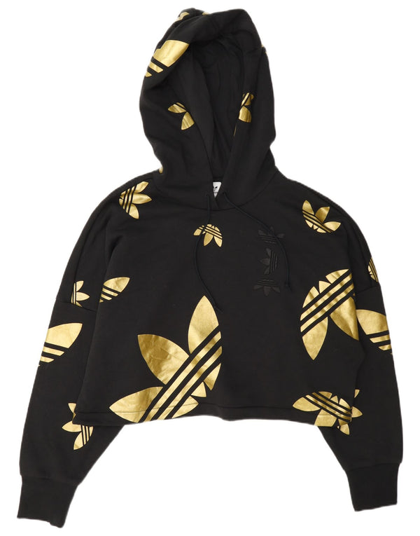 Женский укороченный джемпер с капюшоном Adidas Oversized UK 10, маленький черный