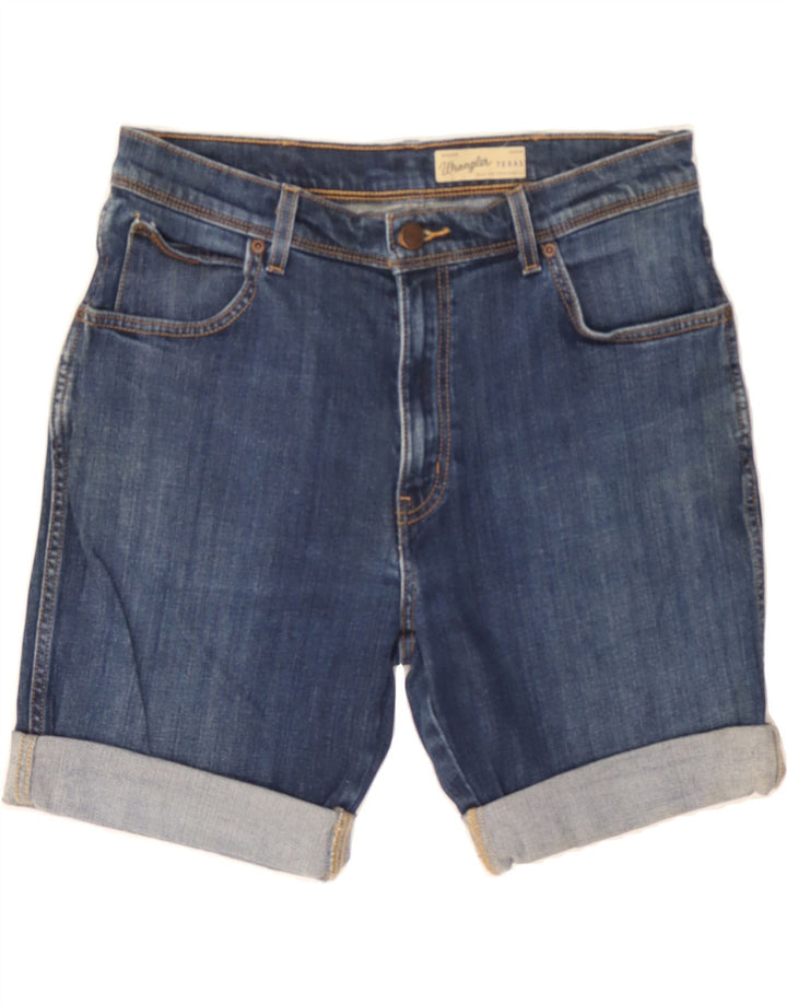 WRANGLER Mens Texas Stretch Denim Shorts W32 Medium Blue Cotton Vintage Wrangler and Second-Hand Wrangler from Messina Hembry 