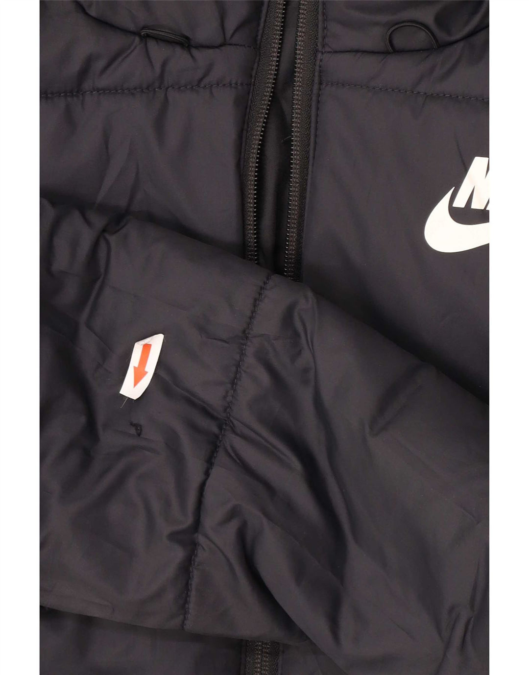 Женская стеганая куртка с капюшоном с графическим рисунком Nike UK 10, маленькая черная полиэстер