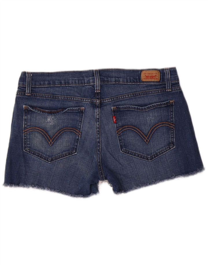 Женские джинсовые шорты Levi's 524 с потертостями, супернизкий размер, США 11, большие W32, синие