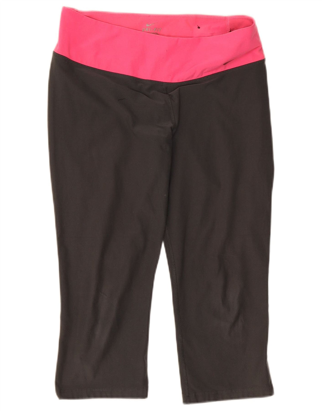 Женские леггинсы-капри Nike Dri Fit UK 12, средний серый цвет, полиэстер с цветными блоками