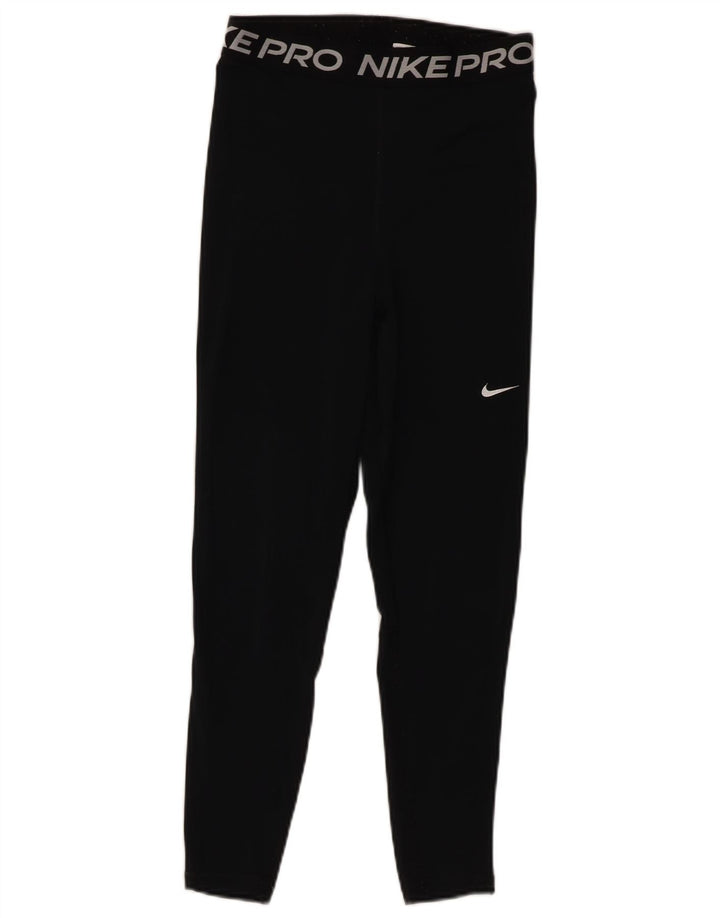 Женские укороченные леггинсы с рисунком Nike Dri Fit UK 8, маленькие черные, полиэстер