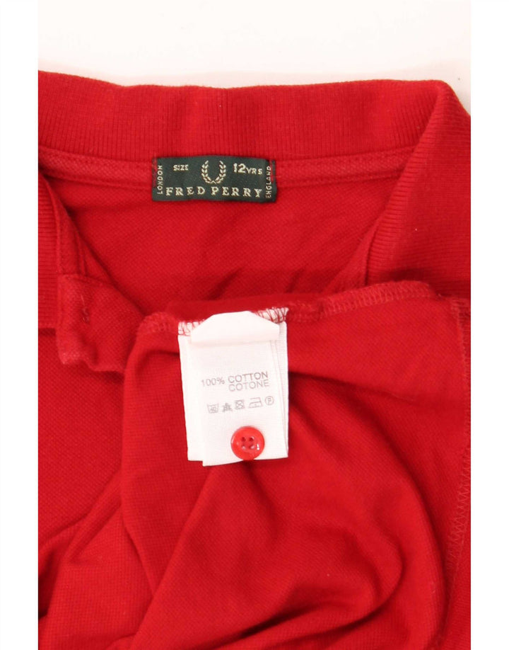 Рубашка-поло Fred Perry для мальчиков 11-12 лет, красная, хлопковая
