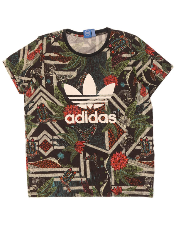 Женская футболка с рисунком Adidas Top UK 14, средний разноцветный цветочный принт