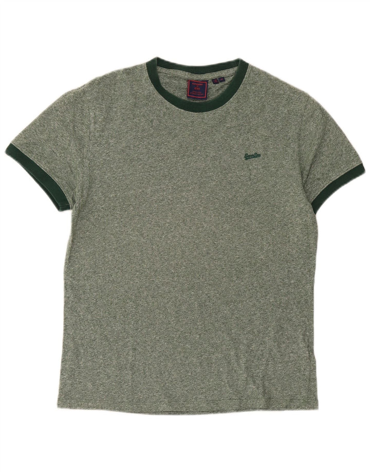 Мужская футболка Superdry Top из хлопка среднего зеленого цвета с крапинками