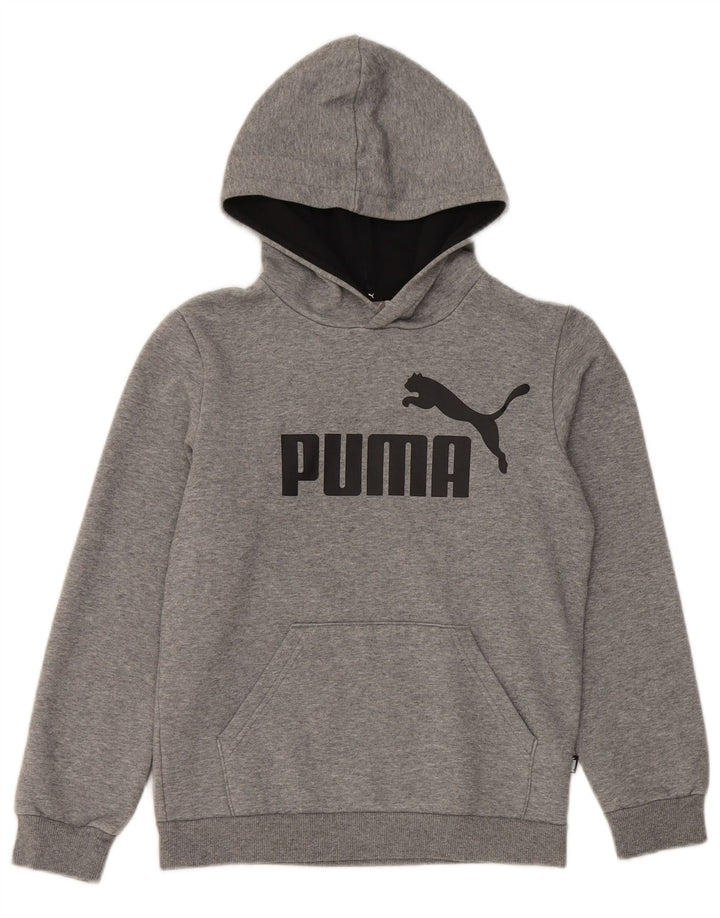 Толстовка с капюшоном PUMA для мальчиков 11–12 лет, серый хлопок