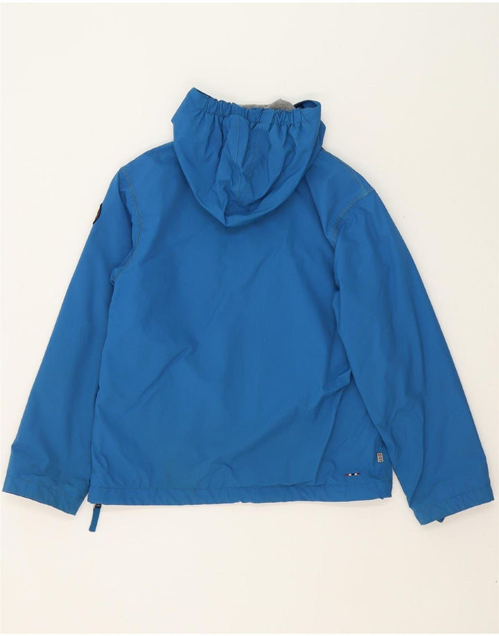 NAPAPIJRI Boys Hooded Anorak Jacket 11-12 Years Blue Polyester Vintage Napapijri and Second-Hand Napapijri from Messina Hembry 