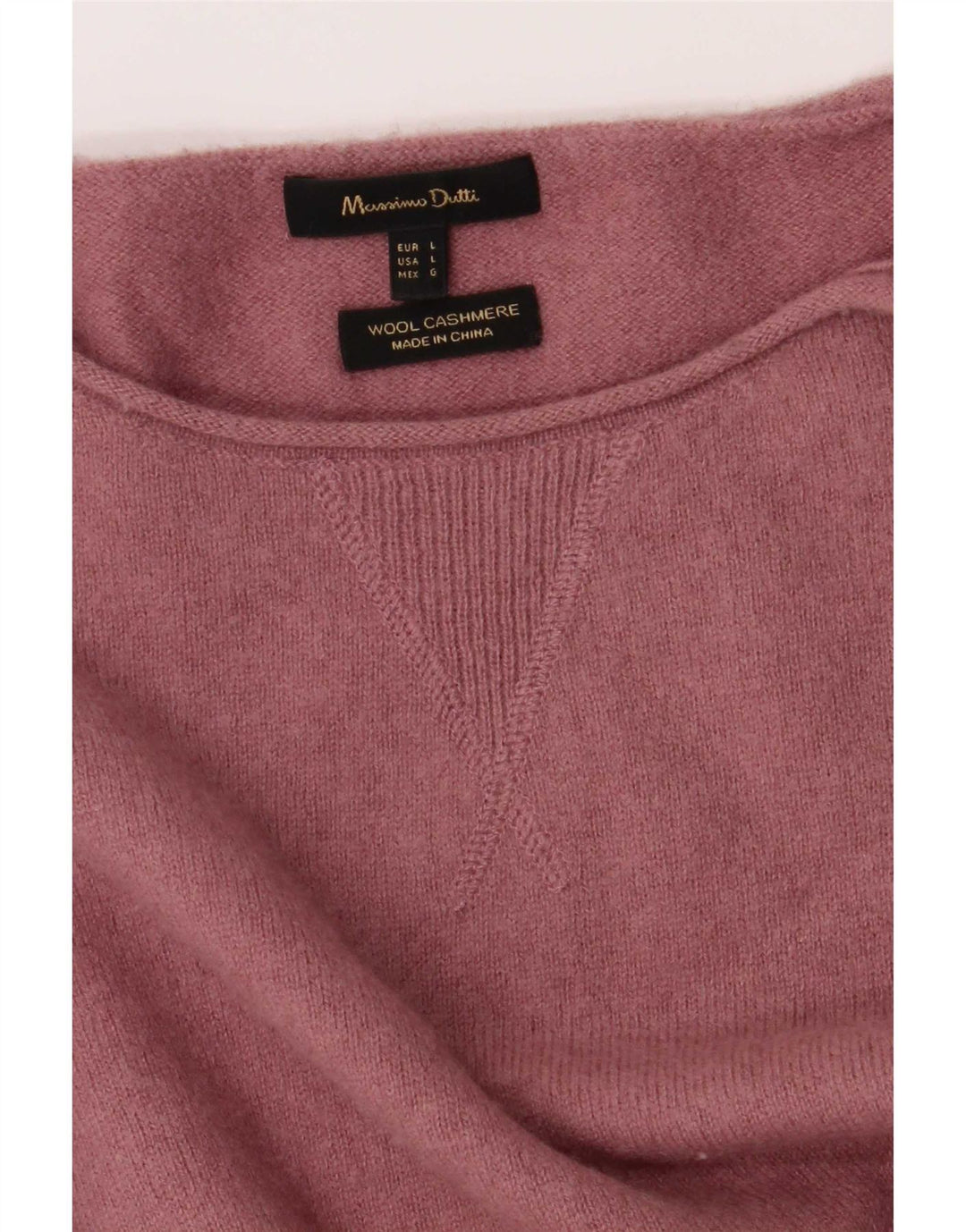 Мужской джемпер с вырезом лодочкой Massimo Dutti, большой розовый шерстяной свитер