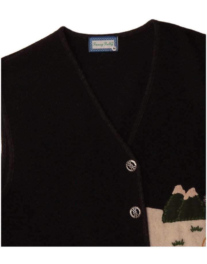 Необычный женский жилет с графическим рисунком UK 14, шерстяной цвет с цветными блоками среднего серого цвета