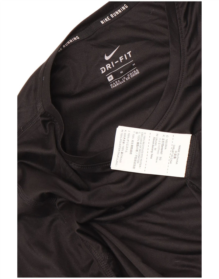 Женский топ NIKE Dri Fit с длинным рукавом UK 12, средний черный полиэстер