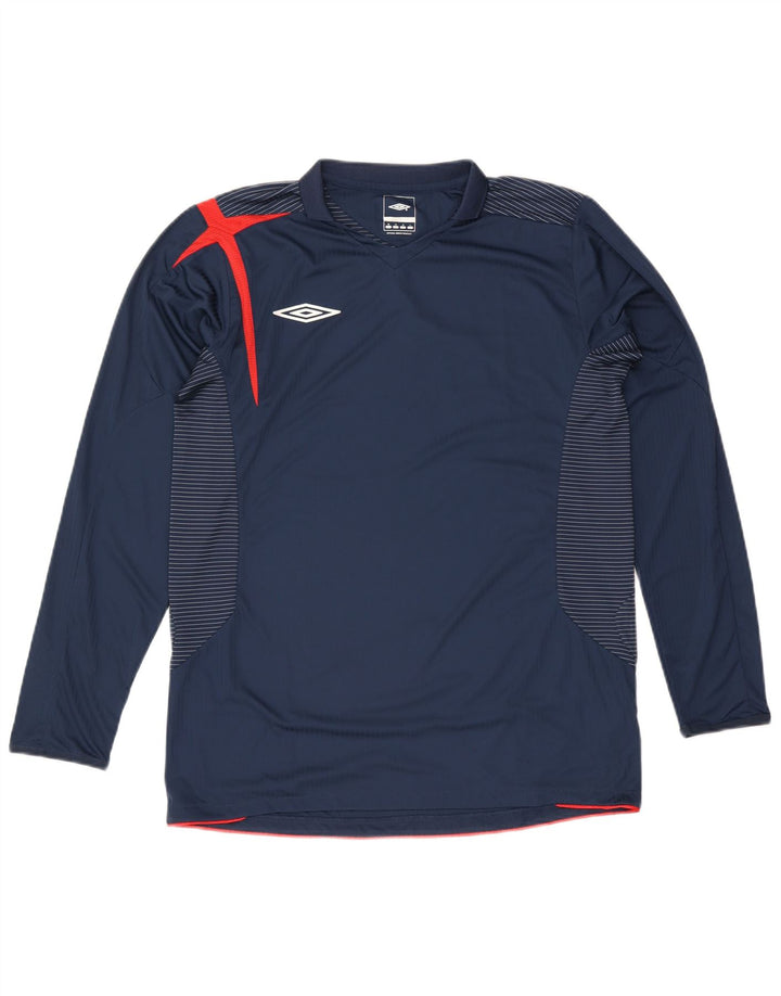 Мужской топ Umbro с длинным рукавом, средний темно-синий в полоску из полиэстера