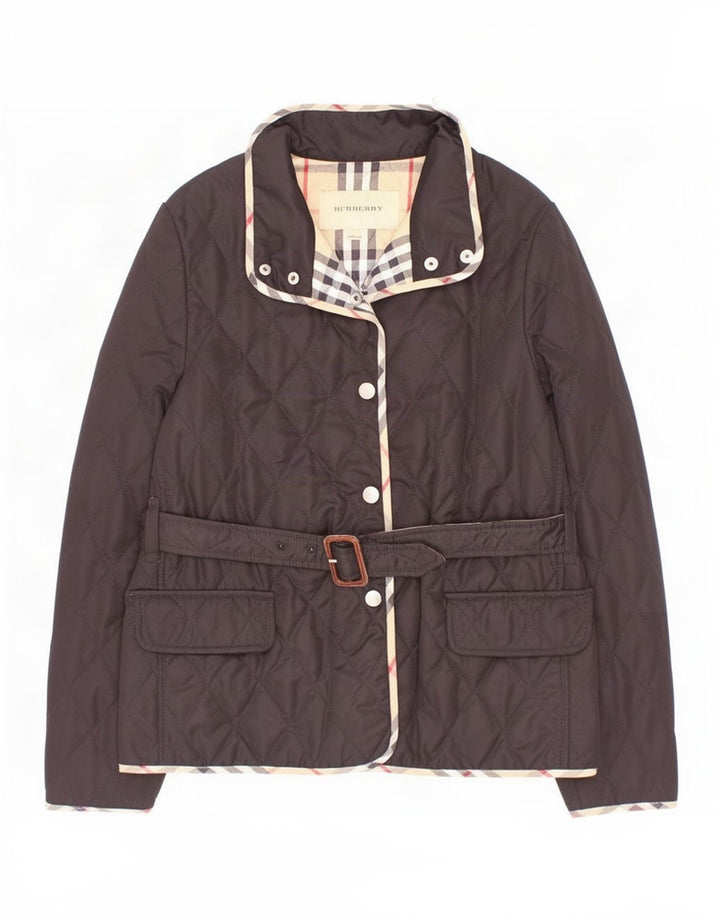 Стеганая куртка Burberry для девочек 11-12 лет, черный полиэстер