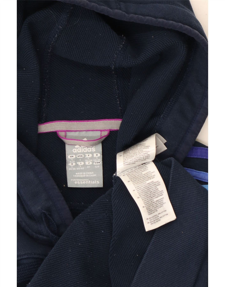 Женский свитер с капюшоном ADIDAS Climalite на молнии, Великобритания, маленький темно-синий, хлопок, 8/10