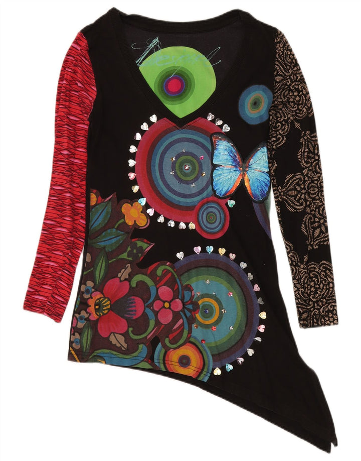 DESIGUAL Женская туника с рисунком, Великобритания, 10 маленьких размеров, разноцветный цветочный принт