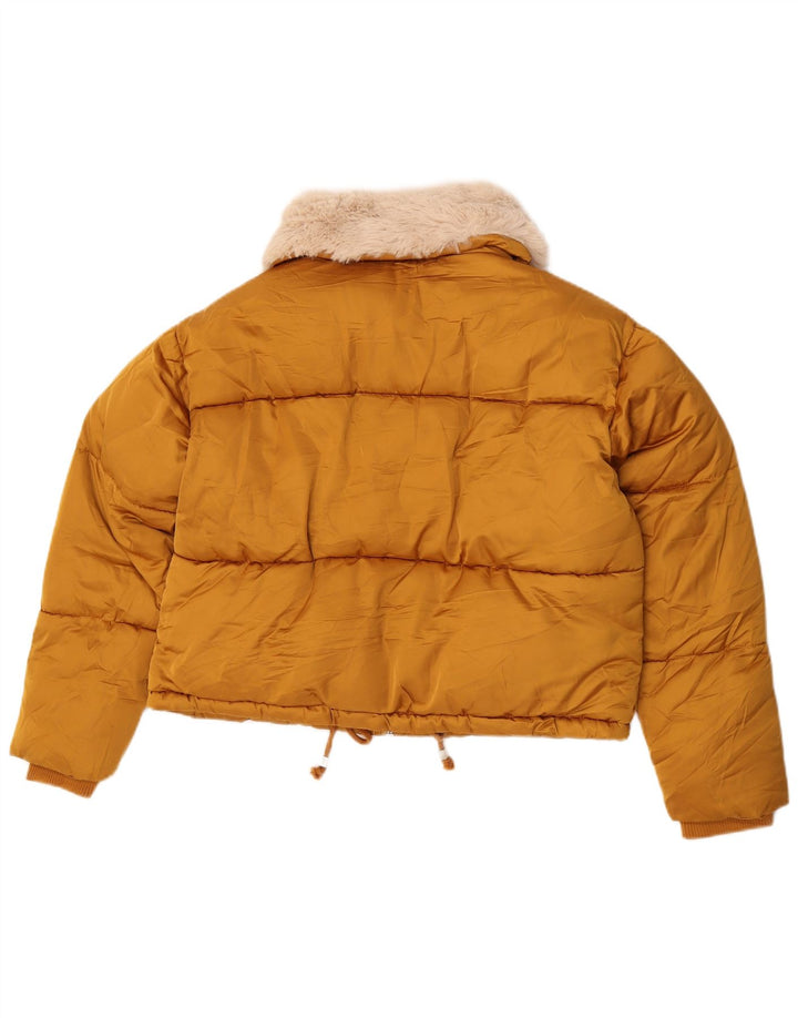 Женская укороченная стеганая куртка оверсайз Topshop UK 10, маленький желтый полиэстер