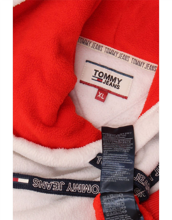TOMMY HILFIGER Мужской флисовый джемпер с капюшоном XL, красный полиэстер с цветными блоками
