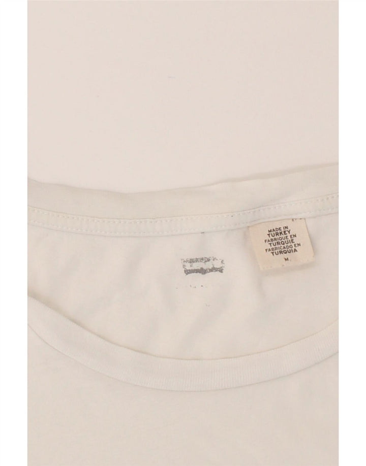 LEVI'S Womens Graphic T-Shirt Top UK 12 Medium Off White Cotton Vintage Levi's and Second-Hand Levi's from Messina Hembry 