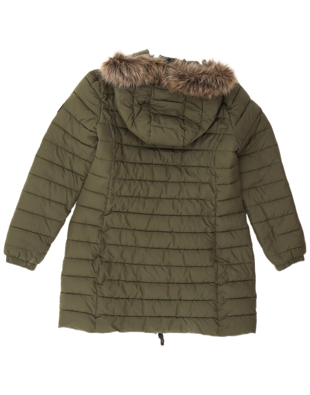 Женское стеганое пальто с капюшоном Superdry UK 14, большой цвет хаки, полиэстер