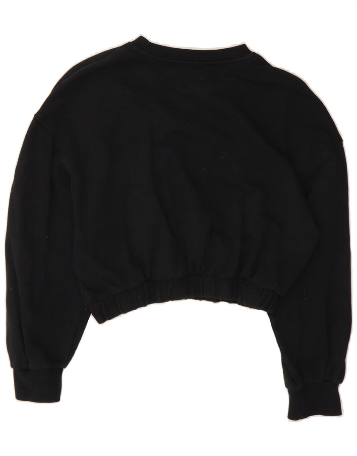 ZARA Womens Crop Sweatshirt Jumper UK 14 Medium Black Cotton Vintage Zara and Second-Hand Zara from Messina Hembry 